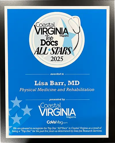 Coastal Virginia TopDocs All Starts 2025 Award for Lisa Barr, MD