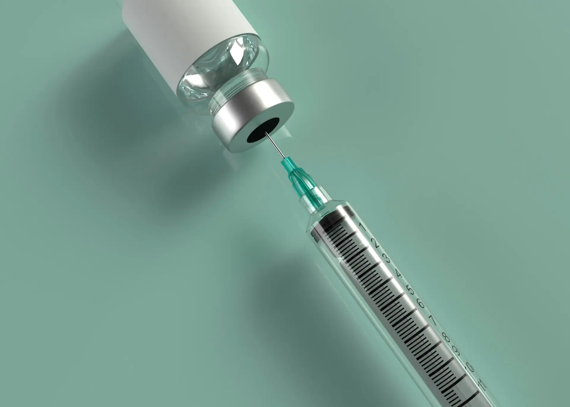 Syringe drawing solution from a vial, representing injectable peptide-based therapies.
