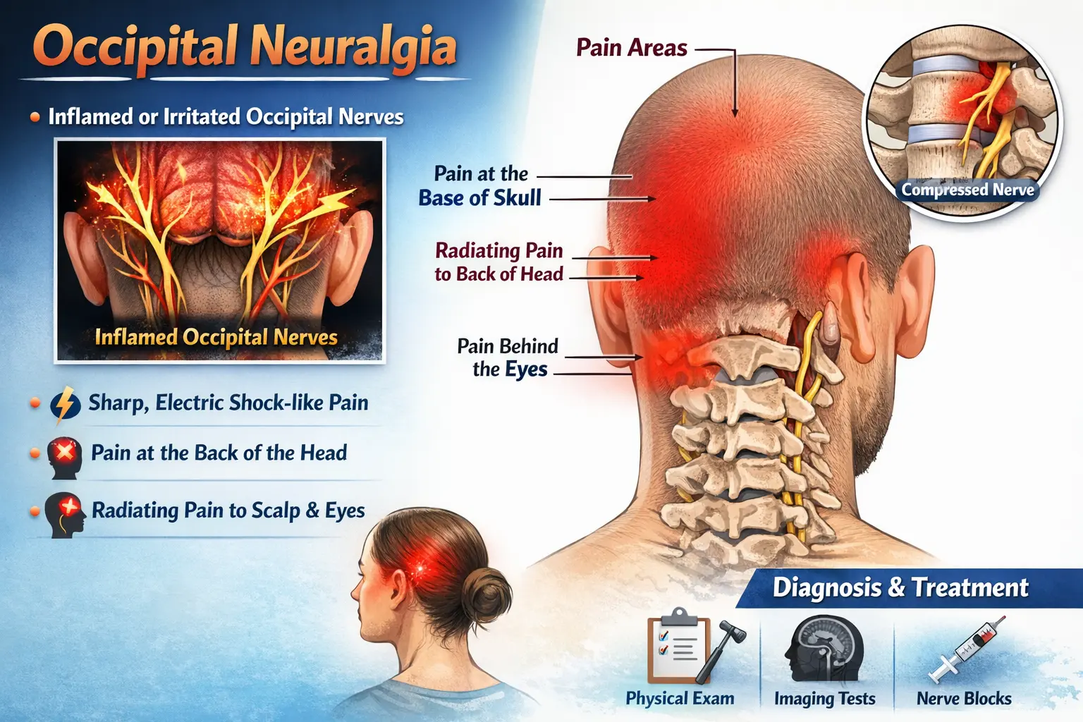 Diagram of Occipital Neuralgia Symptoms and Treatment